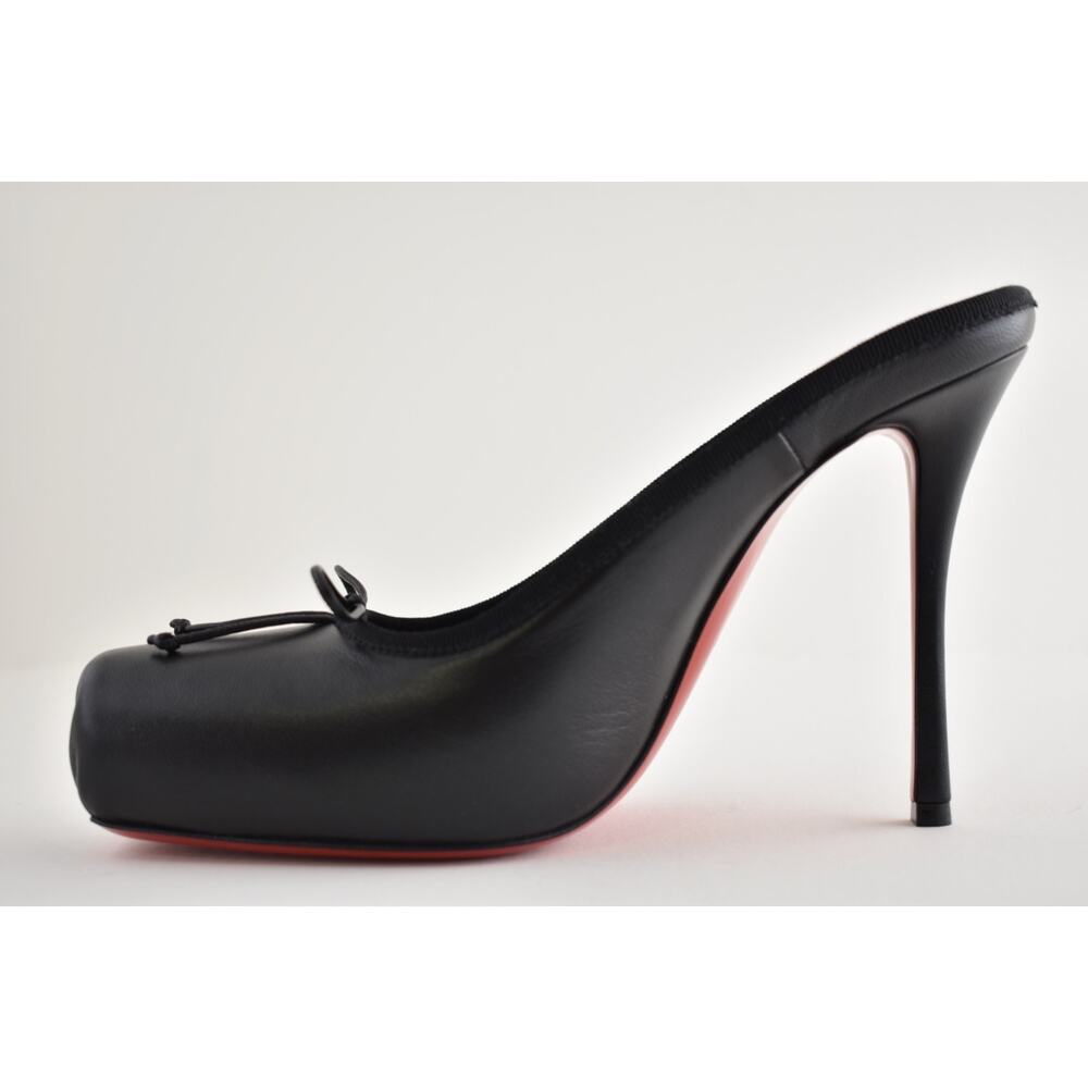 Christian Louboutin Cassia Mule 100 Black Leather Ballet Slip On Heel Pump 37.5 - Picture 11 of 15
